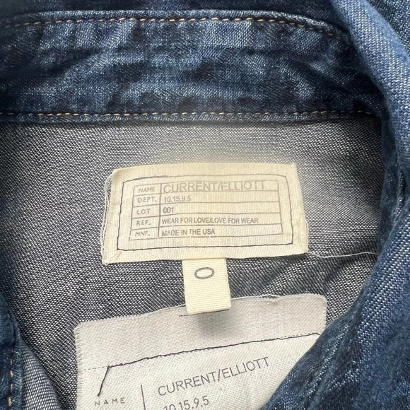 Current/Elliott‎ The Perfect Shirt in Indigo Leopard Denim Size US 0 / XS - Picture 12 of 12